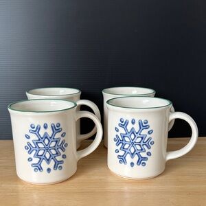 Pfaltzgraff Nordic Christmas Snowflake Coffee Tea Mugs Set of 4 Discontinued HTF